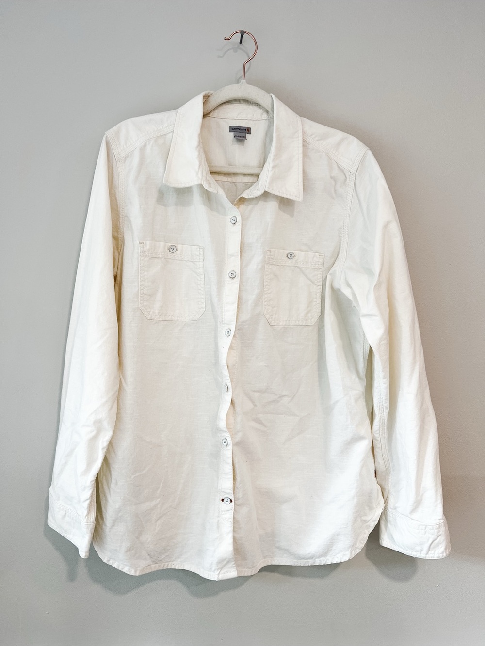 Carhartt Classic White Long-Sleeve Button-Up Shirt - Men Size XL